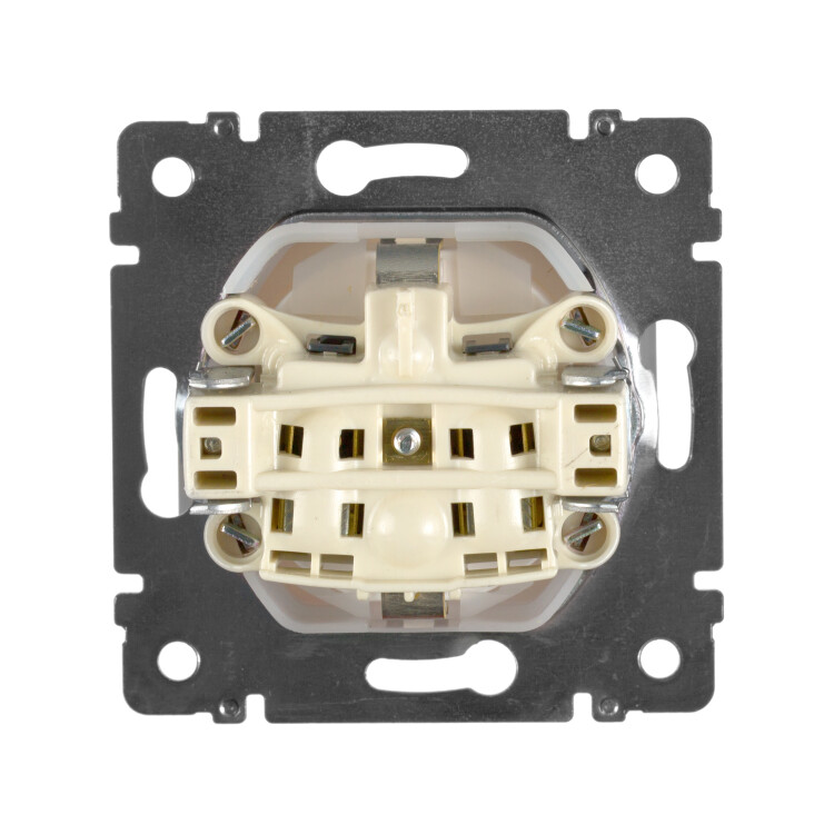 Розетка IP44 1-я (мех. с накл.) С/У с з/к (2P+E) 16А штор., крыш., белая, винт. VALENA