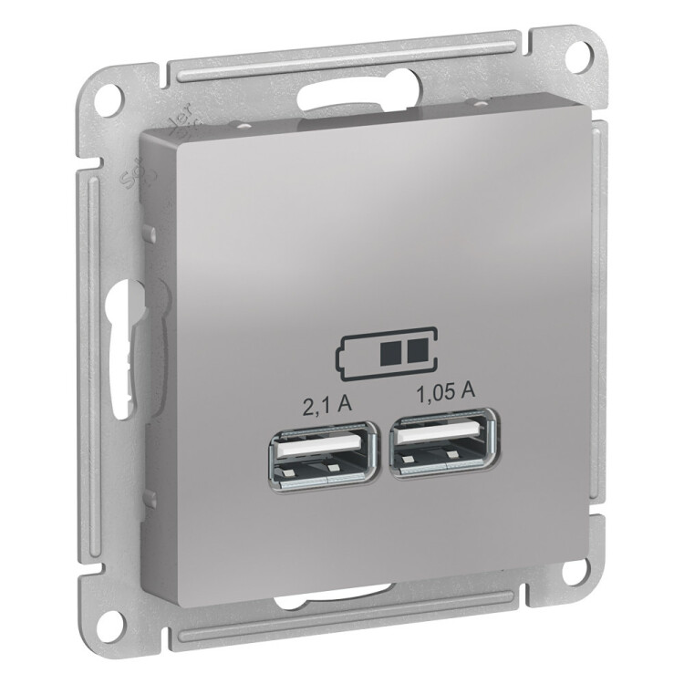 Розетка USB-А 2-я 2,1А, алюминий  AtlasDesign