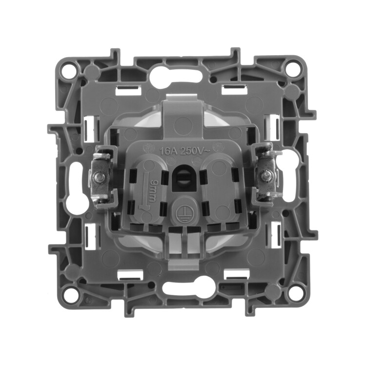 Розетка 1-я (мех. с накл.) С/У без з/к (2P) 16А штор., антрацит, винт. Etika
