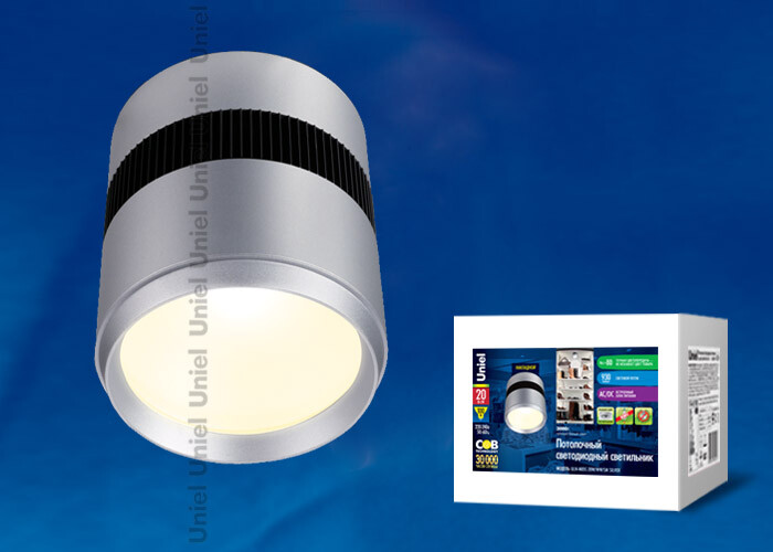Светильник потолочный (LED) 20Вт 3000К серый Uniel